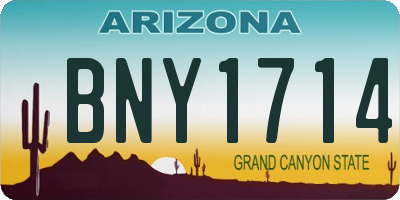 AZ license plate BNY1714