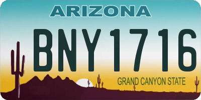 AZ license plate BNY1716