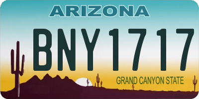 AZ license plate BNY1717