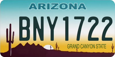 AZ license plate BNY1722