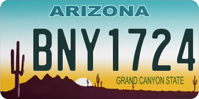 AZ license plate BNY1724
