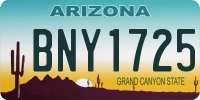 AZ license plate BNY1725