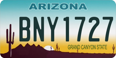 AZ license plate BNY1727
