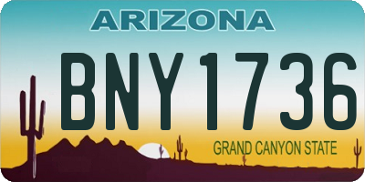 AZ license plate BNY1736
