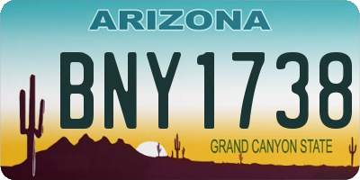 AZ license plate BNY1738