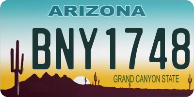 AZ license plate BNY1748