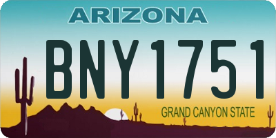 AZ license plate BNY1751