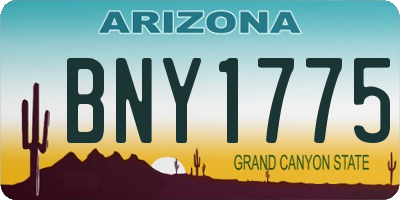 AZ license plate BNY1775