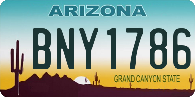 AZ license plate BNY1786