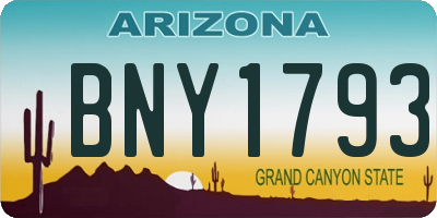 AZ license plate BNY1793