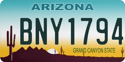 AZ license plate BNY1794