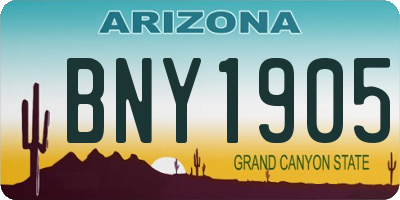 AZ license plate BNY1905