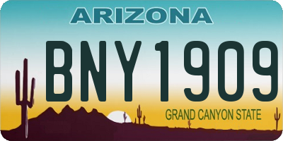AZ license plate BNY1909