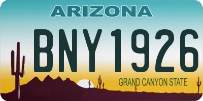 AZ license plate BNY1926