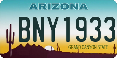 AZ license plate BNY1933