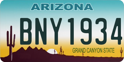 AZ license plate BNY1934
