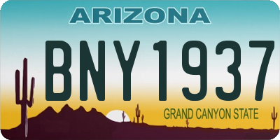 AZ license plate BNY1937