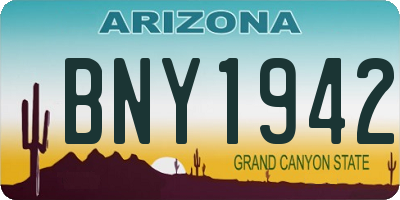 AZ license plate BNY1942