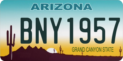 AZ license plate BNY1957