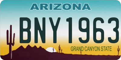 AZ license plate BNY1963