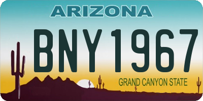 AZ license plate BNY1967