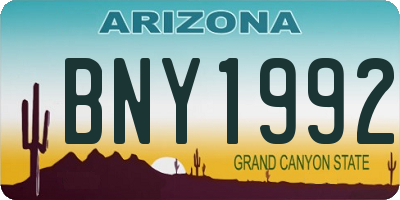 AZ license plate BNY1992