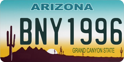 AZ license plate BNY1996
