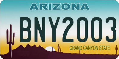 AZ license plate BNY2003