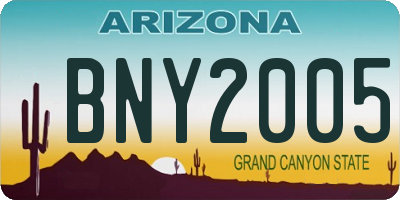 AZ license plate BNY2005