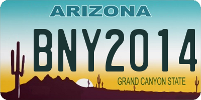 AZ license plate BNY2014