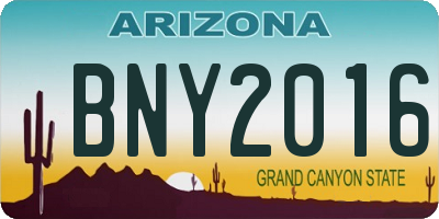 AZ license plate BNY2016