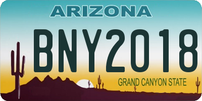 AZ license plate BNY2018
