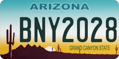 AZ license plate BNY2028