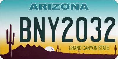AZ license plate BNY2032