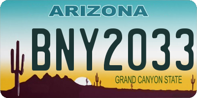 AZ license plate BNY2033