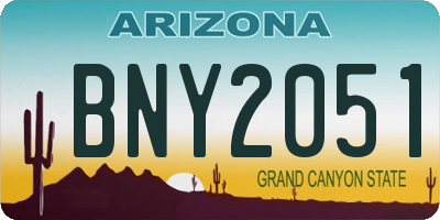 AZ license plate BNY2051