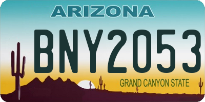 AZ license plate BNY2053