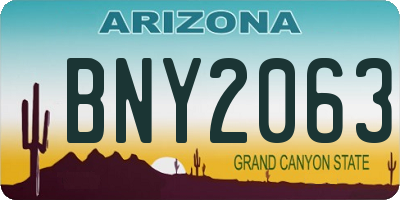 AZ license plate BNY2063