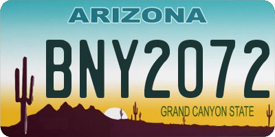 AZ license plate BNY2072