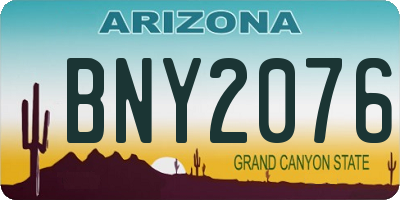 AZ license plate BNY2076