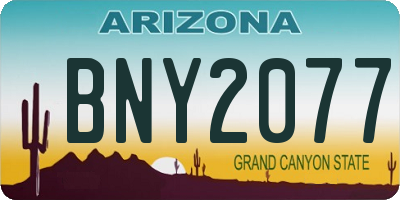 AZ license plate BNY2077