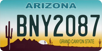 AZ license plate BNY2087