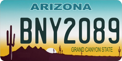 AZ license plate BNY2089