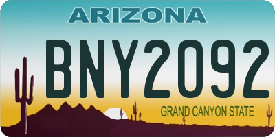 AZ license plate BNY2092