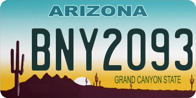 AZ license plate BNY2093
