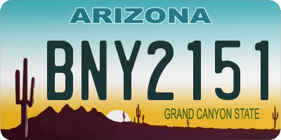 AZ license plate BNY2151