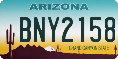 AZ license plate BNY2158
