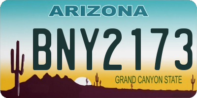 AZ license plate BNY2173
