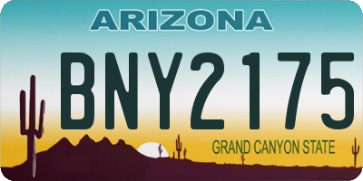 AZ license plate BNY2175