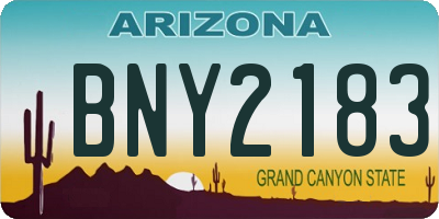 AZ license plate BNY2183